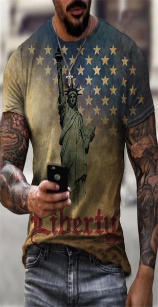 Liberty Pattern 3D Tshirt Visual Impact Farty Couns Punk Gothic Round Neck Highquality American Muscle Style Short Sleev4891878