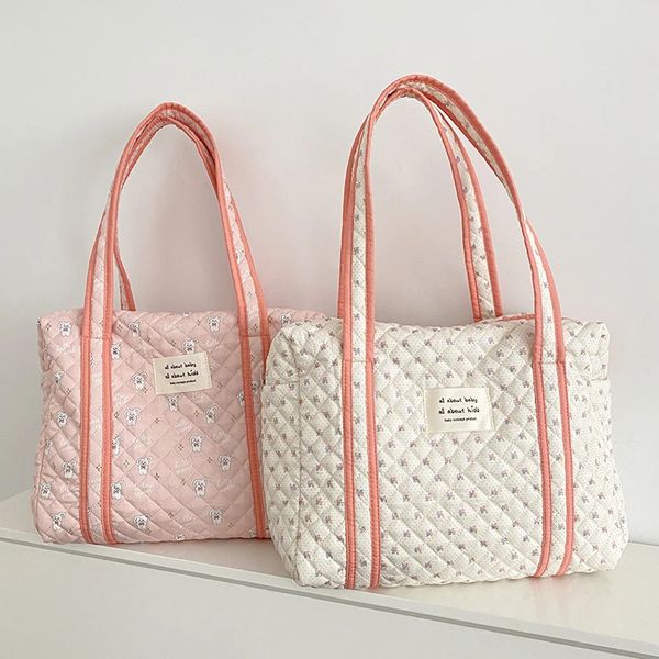 Liberty Quilting Femmes Coton Sac À Main Portable Toile Livres Mignons Sac À Bandoulière Fermeture Éclair Grand Fourre-Tout Filles Sacs À Provisions En Tissu Doux 231226