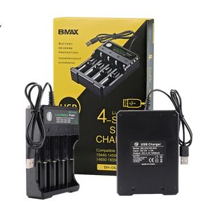 Chargeur de batterie 18650 Mirco Câble USB 2.0 Chargeurs à 4 emplacements Batteries rechargeables Charger Smart 6 Protections Pour Lithium 18350 26650 20700 21700