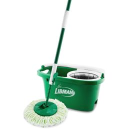 MOP SPIN LIBMAN et seau tout dans un seul kit avec un polypropylène de tête microfibre premium 240412