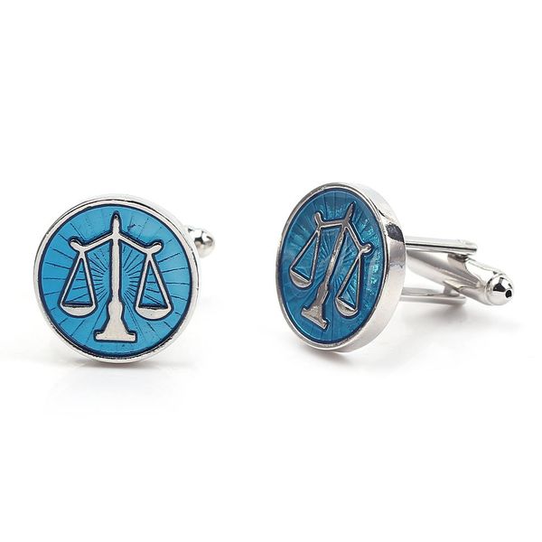 Balance balance Constellation boutons de manchette Justice et équité pour avocat juge chemise bijoux pour homme breloque bleu couleur accessoires