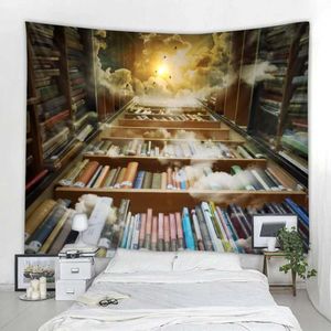 Bibliotheek sterrenworstjes Tapestry vintage mystery sky bookshelf muur berg Boheemse psychedelische kunst deco slaapkamer woonkamer 8 maten r0411 1 1