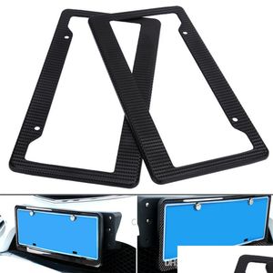 Kentekenplaat Frames 2xBlack Carbon Fiber Car Kenterbord Frames Racing Numberhouder Tag ER voor USA Canada Voertuigen Accessoire Dro DHGQE