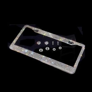 Cadres de plaque d'immatriculation Bling cristal cadre femmes luxe artisanal strass voiture avec bouton d'allumage convient USA et Canad288K