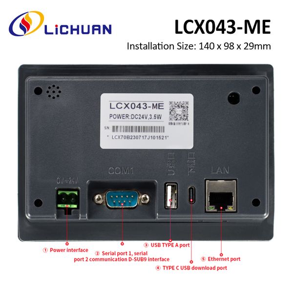 Écran tactile Lichuan HMI 4,3 pouces pour le contrôleur CNC Prise en charge Ethercat RS485 RS232 RS422