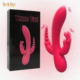 Licklip 3 en 1 g Dildo de vibratrice de lapin pour femmes stimulatrice clitorine anal stimulatrice féminine masturbation sexe toys 18 240507