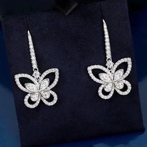 LIDU 925 Plata de ley Temperamento de alta calidad Pendientes de mariposa de ensueño todo en uno Moda Exquisita Joyería de lujo Regalo del día de San Valentín