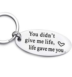 Life Give Me You Carta de acero inoxidable Mujeres Keychains de pareja amante de la llave Key Ring Promotion Celebration Gift3942616