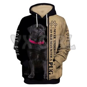 La vida es mejor con un pug 3D sudadera con capucha impresa para hombres suéteres de chándal calle