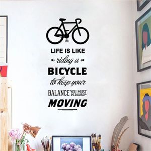 La vida es como andar en bicicleta, pegatina de pared para bicicleta, palabras de ciclismo, vinilo, arte de pared, pegatina, Mural, decoración del hogar