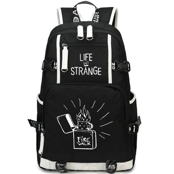 Sac à dos Life is Strange Sac à dos Fire Walk with Me Sac d'école de jeu Sac à dos imprimé Cartable décontracté Sac à dos pour ordinateur