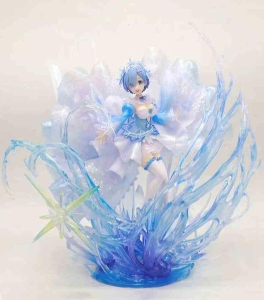 Life Re un mundo diferente de Zero Figura Rem Re Zero Crystal vestido PVC Figura de acción Colección Modelo Juguetes Muñeca Regalo Q06214110318