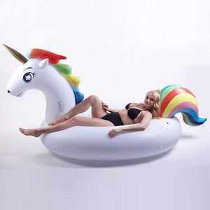 Bouée de sauvetage 185cm géant gonflable licorne piscine flotteur Ride-On Pegasus anneau de natation pour enfants adultes fête de l'eau jouets matelas pneumatique T221214