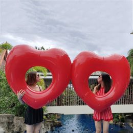 Bouée de sauvetage 220 110 cm anneau de natation géant double coeur pour amis amoureux piscine gonflable flotteur rouge amour jouets d'eau matelas pneumatique boia piscina T221214
