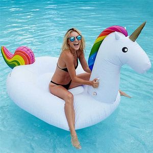 Life Vest Buoy 2m Giant Unicorn drijvend zwembad Zwemring Air Matras Opblaasbaar Zwemcirkel zwembad Float Rij Buis Water Party Beach Toys T221214