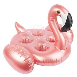 Life Vest Buoy 3 Styles Mini Drink Holder Zomerzwembad opblaasbaar 4 -gat flamingo drijvende houder Drink Cup Flamingo Float Nieuw T221214