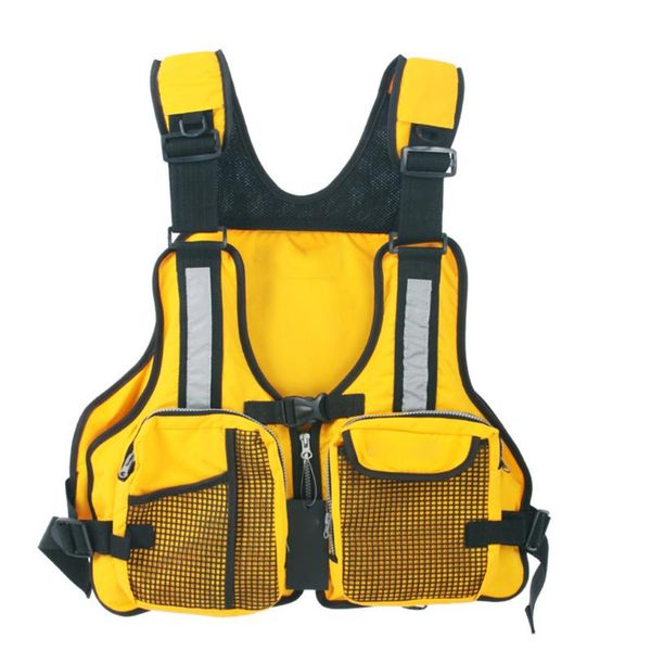 Gilet de sauvetage bouée accessoires canoë adultes maille Kayak pêche natation réglable canotage multi-poches veste fermeture éclair Sport nautique Rafting