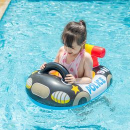 Life Vest Buoy Baby opblaasbaar zwembad Zwemring Zittend drijvende kinderen Cartoon politieauto zwemring met stoel Lifebuoy J230424