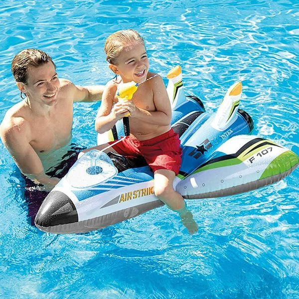 Vida boya boya para bebés anillo de natación inflable piscina en bote de flotador con mango de bombeo automático pistola de agua divertida juguete de piscina de playa para niñas para niños T221214