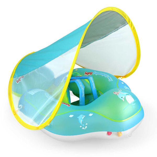 Gilet de sauvetage bouée bébé anneau de natation avec auvent amovible bébé piscine gonflable flottant anti-retournement bain sécurité soutien été eau amusant jouets T221214