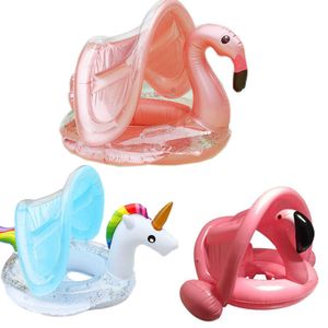 Gilet de sauvetage Bouée Flamingo Cercle gonflable bébé Infant Float Pool Licorne Anneau de natation avec parasol Floating Seat Summer Beach Party Pool Toys T221214