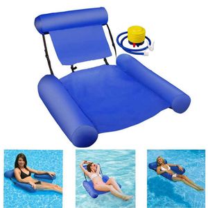 Life Vest Buoy opblaasbaar opvouwbare drijvende rij water plezier lounge stoel zwevende bed voor zwembad water sport ligstoel stoel zwembad T221214