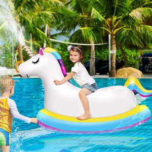 Bouée de sauvetage pour enfants, tour gonflable géant sur flotteur de piscine licorne avec valves rapides, arroseur de licorne, jouets de fête de piscine 2022 été T221214