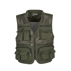 Gilet de sauvetage bouée gilets de pêche en plein air séchage rapide respirant multi-poches vestes en maille pographie gilet de randonnée armée vert poisson gilet 231201