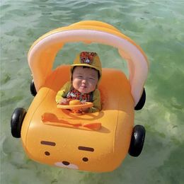 Life Vest Buoy Verwijderbare Sunshade Cartoon Car Baby Buninebad Float Zwemring met stuurwiel Swimmstoel Zomer Beach Party Pool Toys J230424