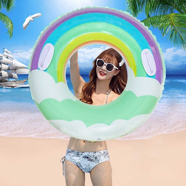 Chaleco salvavidas Boya Rooxin Cloud Rainbow Anillo de natación inflable para niños Piscina para adultos Flotadores Colchón de natación Accesorios para piscinas Juguetes inflables para nadar T221214