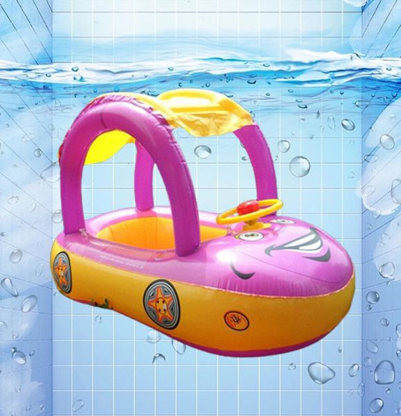 Gilet de sauvetage bouée été bébé gonflable siège de natation auvent ombre enfants 039s anneau flotteur de natation avec parasol radeau eau Fun Po2997900
