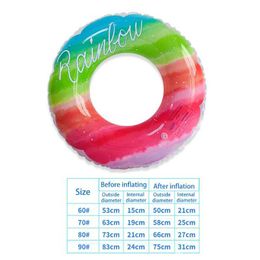 Gilet de sauvetage bouée de bain circulaire PVC piscine anneau tube pour piscine plage piscine flotteur arc-en-ciel anneau de bain bouée gonflable matelas d'air T221214