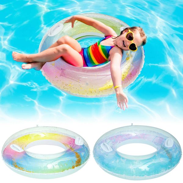 Chaleco salvavidas Boya Anillo de natación con manija de seguridad Piscina inflable Flotador Adultos portátiles Niños Anillo flotante Gradiente Anillo de agua Tubo de natación premium J230424