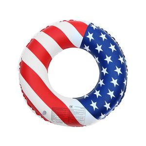 Chaleco salvavidas Boya Deportes acuáticos engrosados Playa Piscina Niños Círculo Fiesta redonda Juguete Flotador inflable Anillo de natación PVC Bandera americana A prueba de fugas T221214