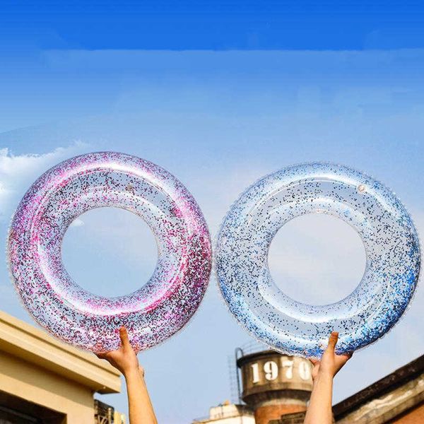 Gilet de sauvetage Bouée Transparent Glitter Piscine Flotteurs Anneau De Natation Adulte Enfants Gonflable Tube De Piscine Paillettes Flotteur Pour Enfants Eau Amusant Jouet Nager Tours T221214