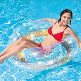Chaleco salvavidas boya transparente tubo de brillo piscina inflable flotador balsa anillo en oro plata PVC anillos de natación ideal para piscina río lago océano T221214