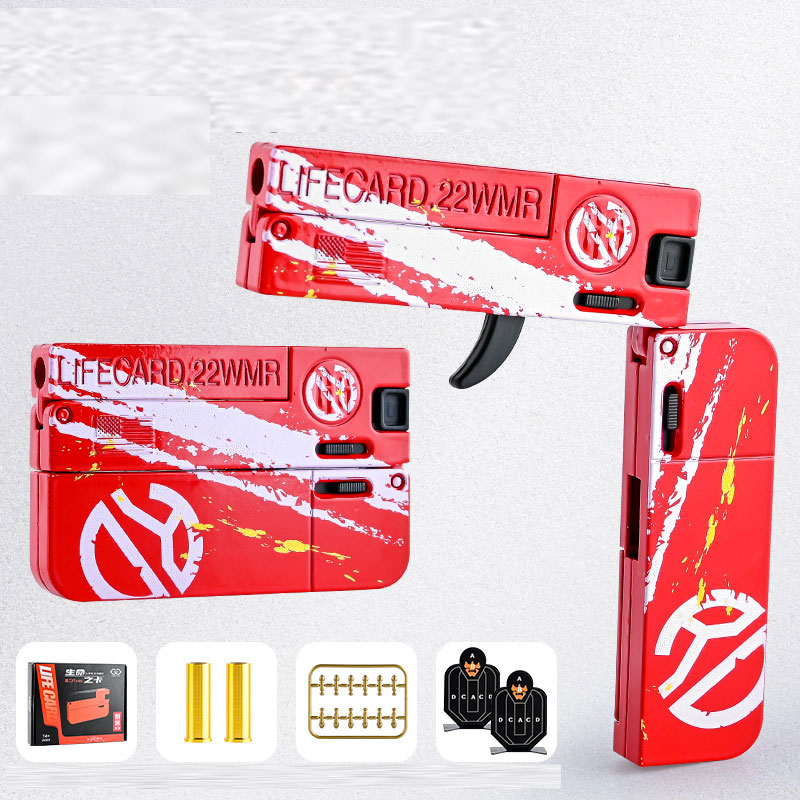 LifeCard Klappspielzeug Pistole Pistole Spielzeugkartenpistole mit weichen Kugeln Legierung Schießmodell für Erwachsene Jungen Kinder Geschenke2