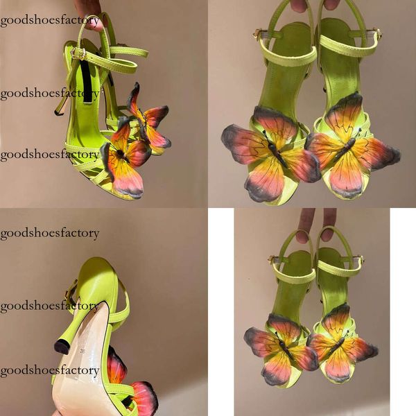 Sandales de décoration de papillon Sandales Bright Colombes Chaussures du soir Stiletto talons Sandale Femmes Designers à talons chaussures de robe de sangle 10cm avec boîte nkle original