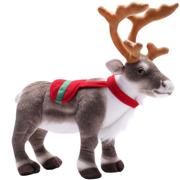 Muñeco de peluche de Reno realista, modelo de alce de simulación de peluche suave, decoración de Navidad para el hogar, ciervos, juguetes para niños, regalo de Feliz Navidad