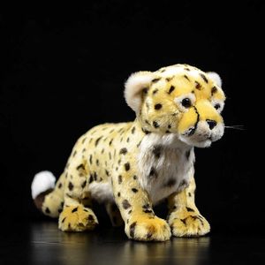 Levensechte simulatie staande cheetah gevulde pluche speelgoed schattige zacht geel india acinonyx jubatus pop verjaardagscadeau voor kinderen model Q0727