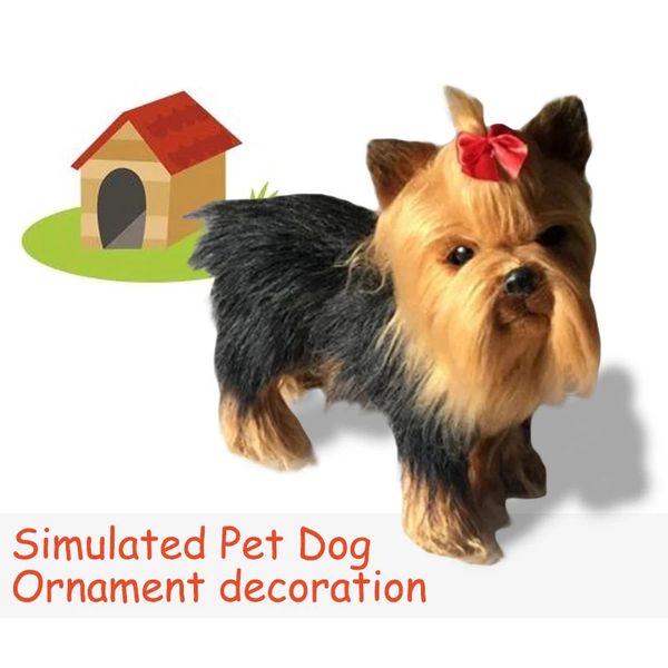 Réaliste Yorkshire Terrier en peluche poupée Simulation modèle Animal armoire à vin bureau décor ornements maison artisanat enfant cadeau jouet 240220