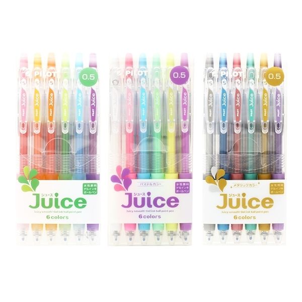 LifeMaster Pilot Juice Gel Pen 0,5 mm 6 Couleurs Métalliques/Pastel/Basic Color Cute Japanese Papeterie Student Pen LJU-60EF 210330