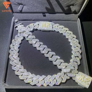 Lifeng 24 mm Vvs Moissanite Cubaanse schakelketting Ice Custom Diamond Silver Miami ketting voor heren