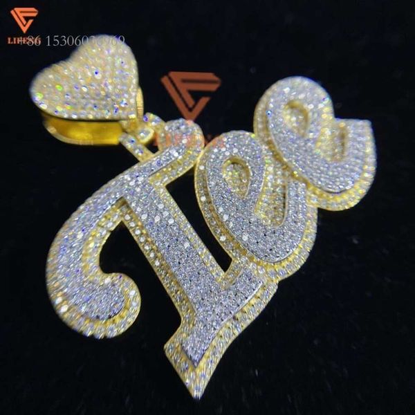 Lifeng Joyería de Moda Pasa la Prueba de Diamante Hip Hop Sterling Sier Letra Charm Diseño VVS Moissanite Colgante