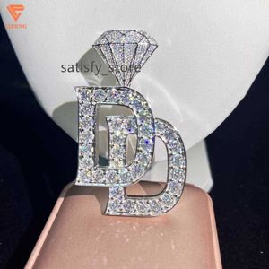 Lifeng sieraden 925 zilveren wit goud vergulde hiphop hanger Iced Out Custom VVS Moissanite Letter Pendant Charm