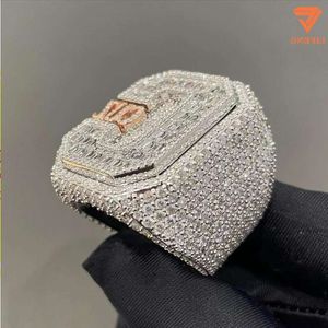 Lifeng Sieraden Custom klassieke hip hop moissanite ring brief graveren luxe mannen ring iced out luxe bling ring Ubweu