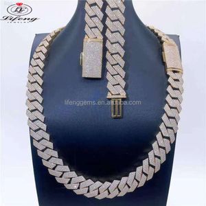 Lifeng Jewelry Custom Men Sieraden VVS Volledige diamant Iced Out Moissanite 16mm Cuban Link Hip Hop Diamond Cuban Chain