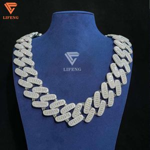 Lifeng sieraden Hip Hop Cuban Link Chain 18K Wit Golden vergulde Baguette Moissanite Diamond Sterling Silver Miami Cuban ketting