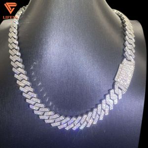 Lifeng Jewelry Hip Hop White Gold Cuban Link Chain Full Iced Out Diamond Hip Hop Chain Necklace for Men