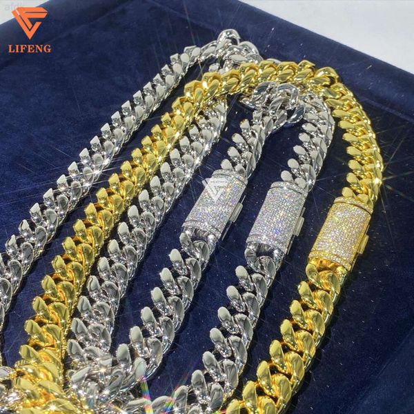 Lifeng Jewelry Hiphop 14 mm 14k Gold Plain Cuban Link Chain Custom Moisanite Bouton Miami Collier Link Cuban Link
